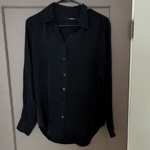 Quince Black Silk Button down Blouse